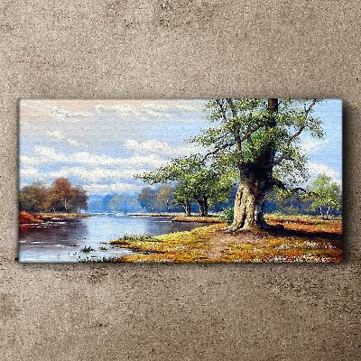 A peaceful landscape by the river Canvas wall art