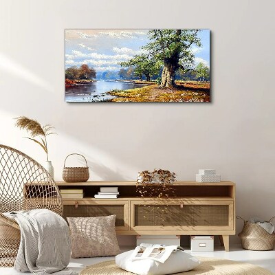 A peaceful landscape by the river Canvas wall art