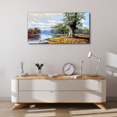 A peaceful landscape by the river Canvas wall art