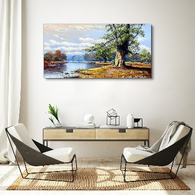 A peaceful landscape by the river Canvas wall art