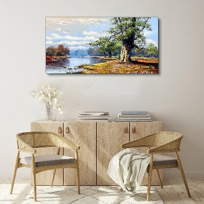 A peaceful landscape by the river Canvas wall art