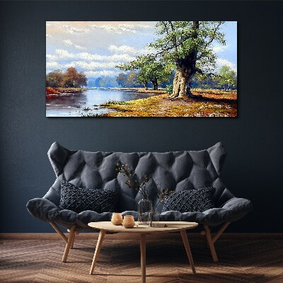 A peaceful landscape by the river Canvas wall art