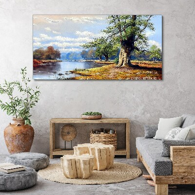 A peaceful landscape by the river Canvas wall art