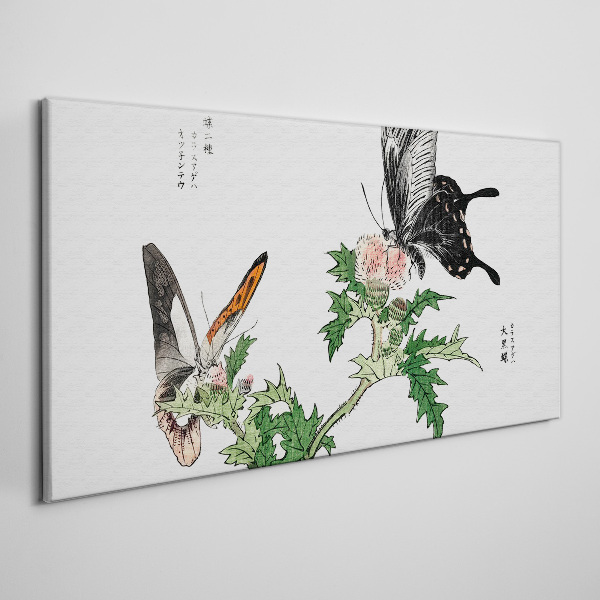 Butterflies against the background of vegetation Print on canvas