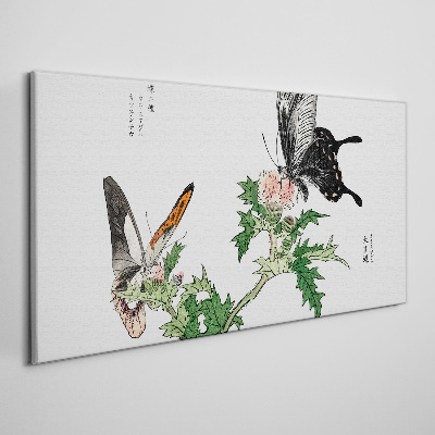 Butterflies against the background of vegetation Print on canvas