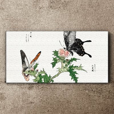 Butterflies against the background of vegetation Print on canvas
