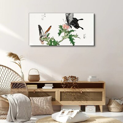 Butterflies against the background of vegetation Print on canvas