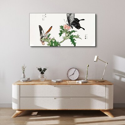 Butterflies against the background of vegetation Print on canvas