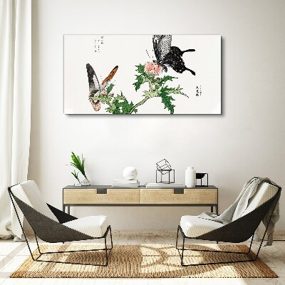 Butterflies against the background of vegetation Print on canvas