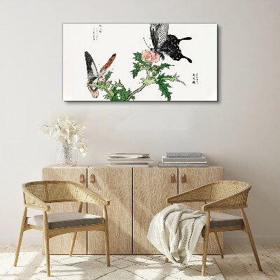 Butterflies against the background of vegetation Print on canvas