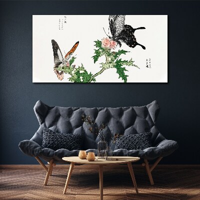 Butterflies against the background of vegetation Print on canvas