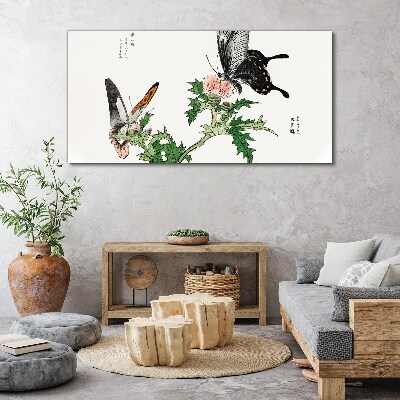 Butterflies against the background of vegetation Print on canvas
