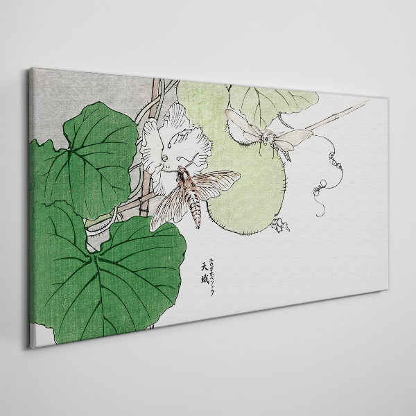 Butterflies and plants in harmony Canvas wall art