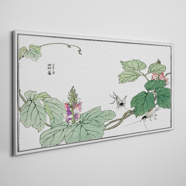 Flowers and insects in harmony Canvas wall art