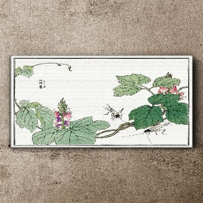 Flowers and insects in harmony Canvas wall art