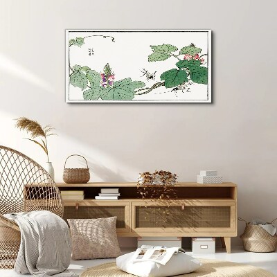 Flowers and insects in harmony Canvas wall art