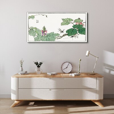 Flowers and insects in harmony Canvas wall art