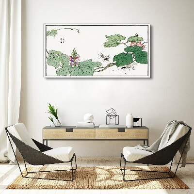 Flowers and insects in harmony Canvas wall art