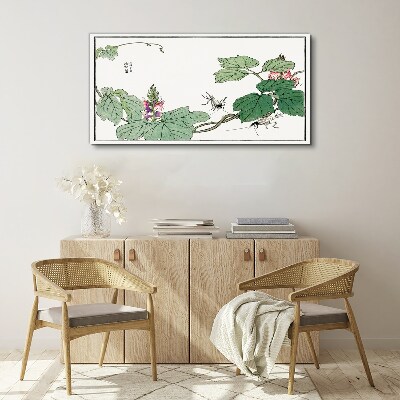 Flowers and insects in harmony Canvas wall art