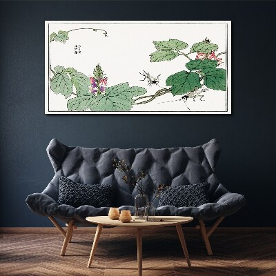 Flowers and insects in harmony Canvas wall art