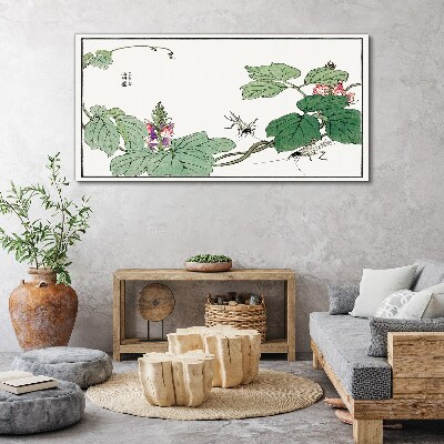 Flowers and insects in harmony Canvas wall art