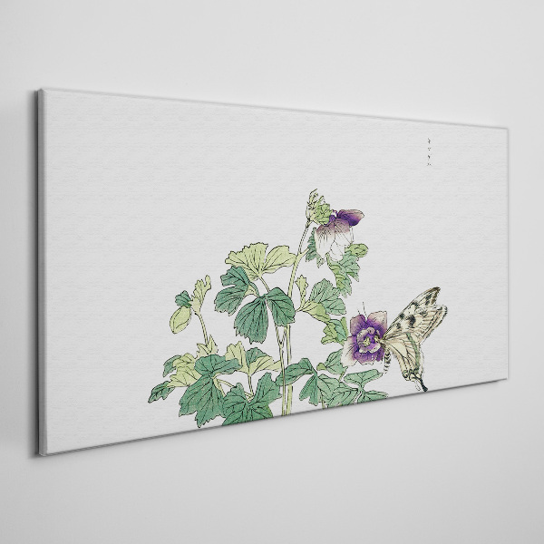 Floral harmony with butterfly Print on canvas