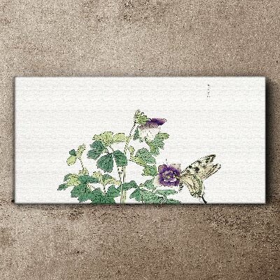 Floral harmony with butterfly Print on canvas