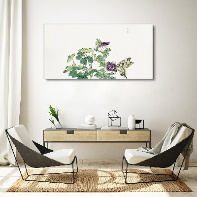 Floral harmony with butterfly Print on canvas