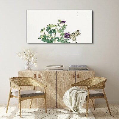 Floral harmony with butterfly Print on canvas