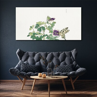 Floral harmony with butterfly Print on canvas