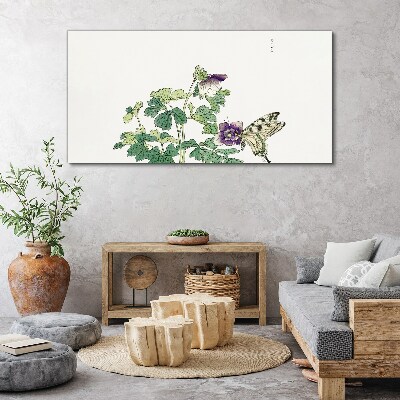 Floral harmony with butterfly Print on canvas