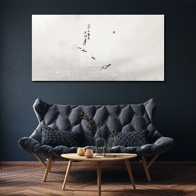 Peaceful nature with calligraphy Print on canvas