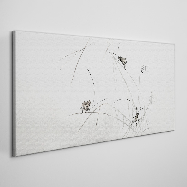 Butterflies on the grass background Canvas wall art