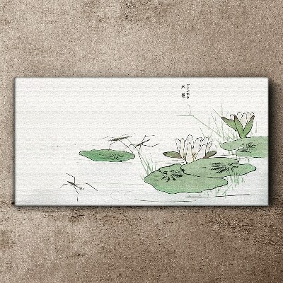 Water lilies on the pond Canvas wall art