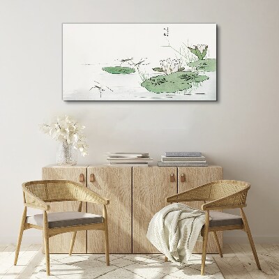 Water lilies on the pond Canvas wall art