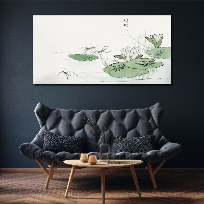 Water lilies on the pond Canvas wall art