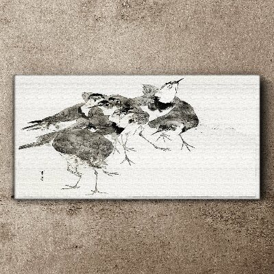 A flock of birds against a white background Print on canvas