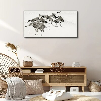 A flock of birds against a white background Print on canvas