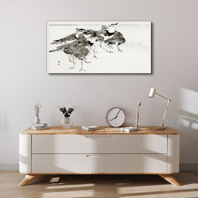 A flock of birds against a white background Print on canvas
