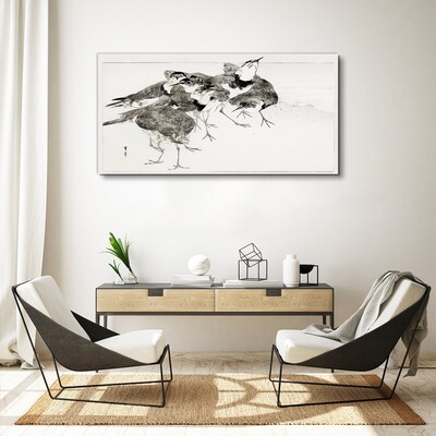 A flock of birds against a white background Print on canvas