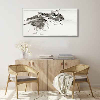 A flock of birds against a white background Print on canvas