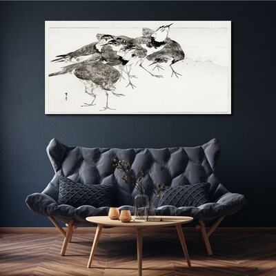 A flock of birds against a white background Print on canvas