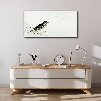 Bird on the grass background Print on canvas