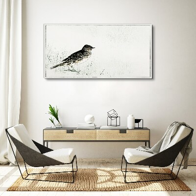 Bird on the grass background Print on canvas
