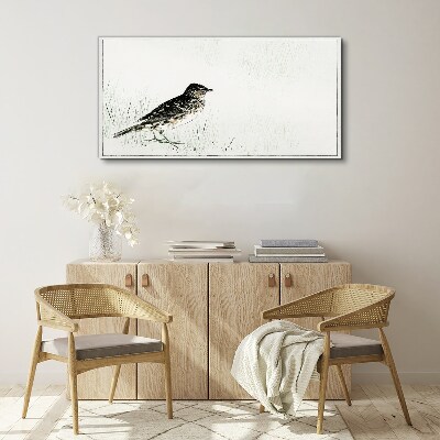 Bird on the grass background Print on canvas
