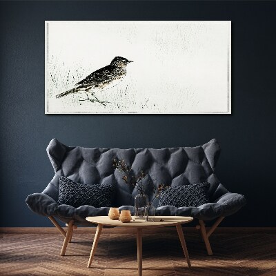 Bird on the grass background Print on canvas