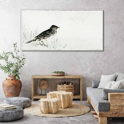 Bird on the grass background Print on canvas