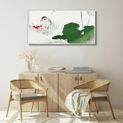 A winged guest in a green environment Canvas wall art