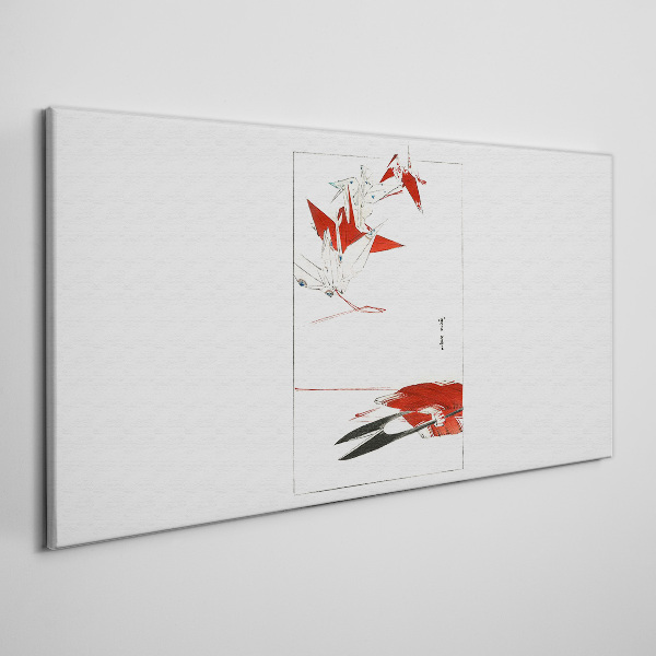 Red birds on white background Print on canvas