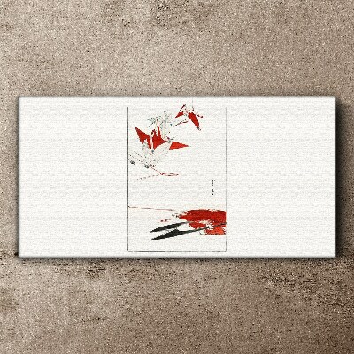 Red birds on white background Print on canvas